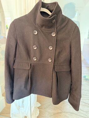 Old Navy Black Double-Breasted Wool Peacoat